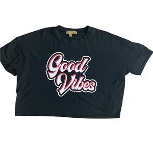 Cult Favorite Black 'Good Vibes' Cropped T-Shirt